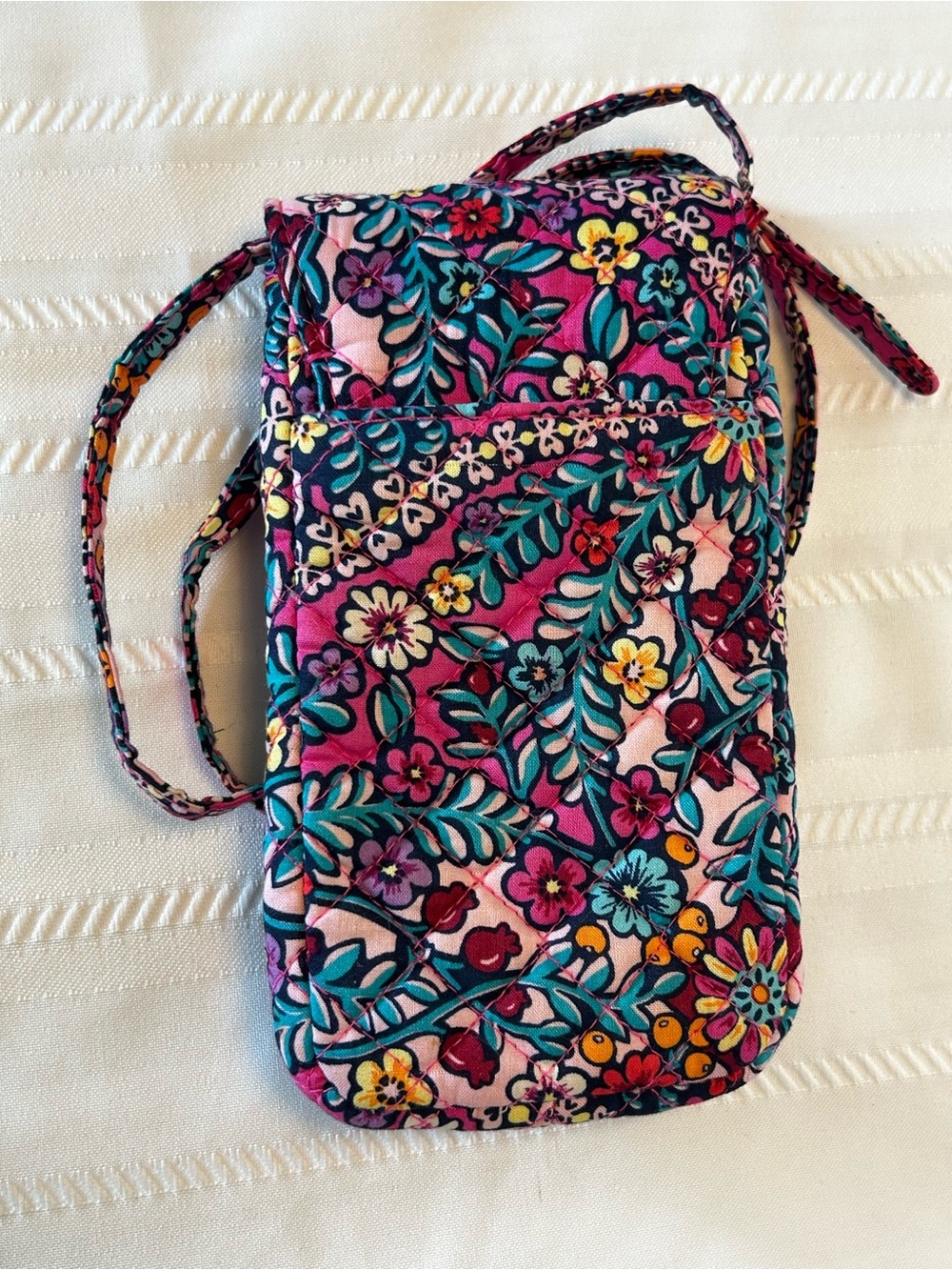 Vera Bradley Quilted Crossbody Phone Bag Kaleidoscope Floral Pink Orange Yellow - Picture 6 of 8